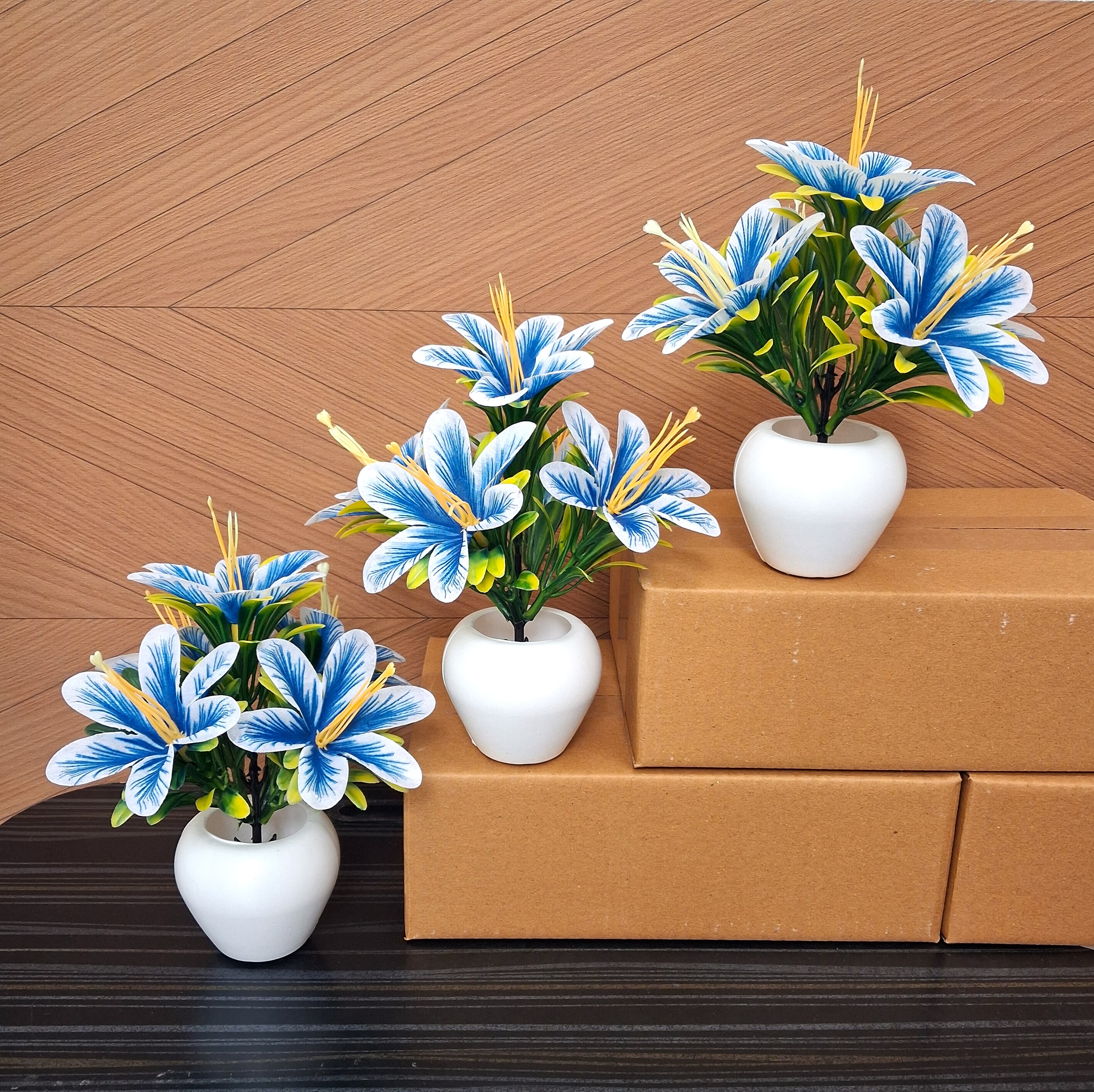 Artificial Lily Flower Pot Set of 6 - Artificial Lily Flower Pot Set of 3 thumbnail 3