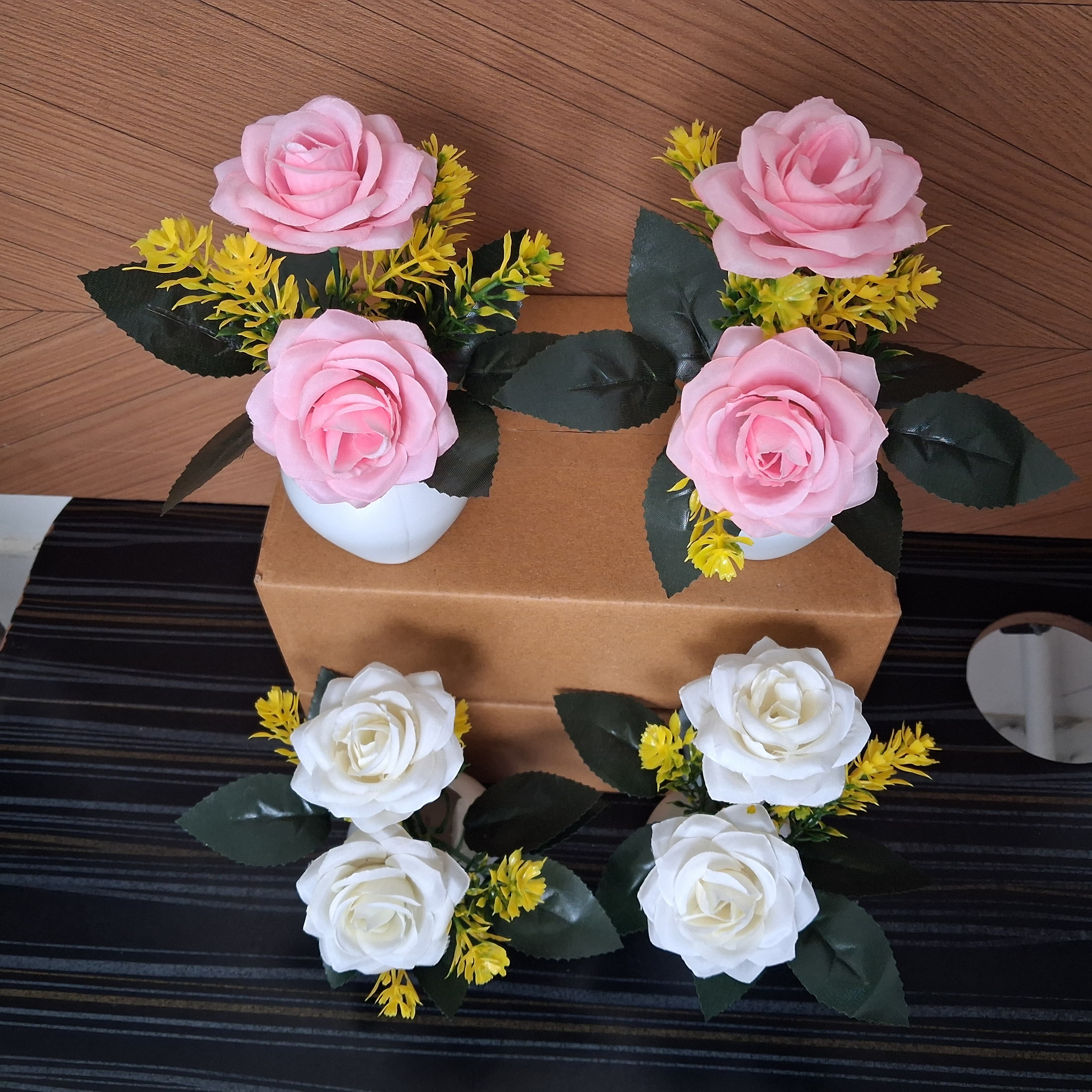 Artificial M-Rose Flower Pots Set of 4 - Artificial M-Rose Flower Pots Set of 4 thumbnail 2