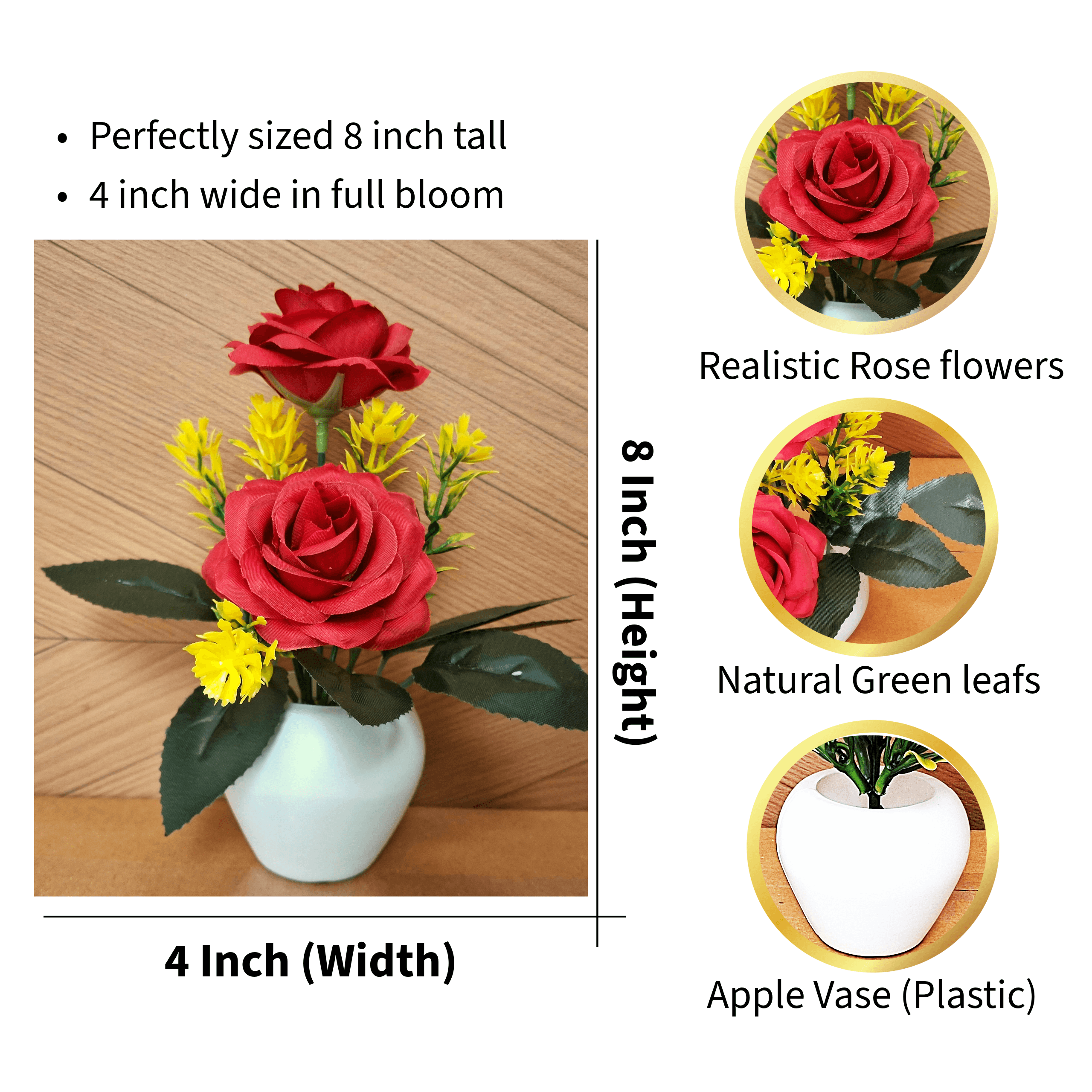 Artificial M-Rose Flower Pots Set of 4 - Artificial M-Rose Flower Pots Set of 4 thumbnail 5
